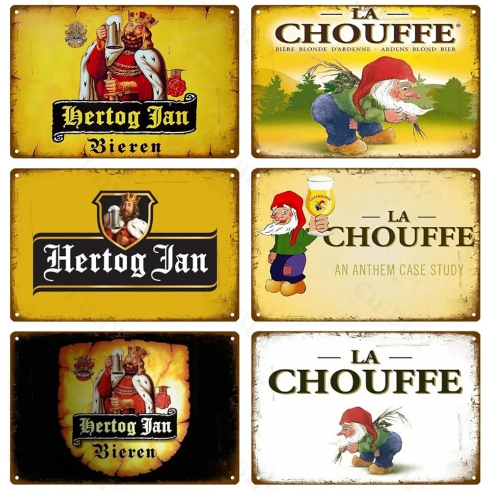Wine Beer Brand - Plaque murale en métal vintage pour