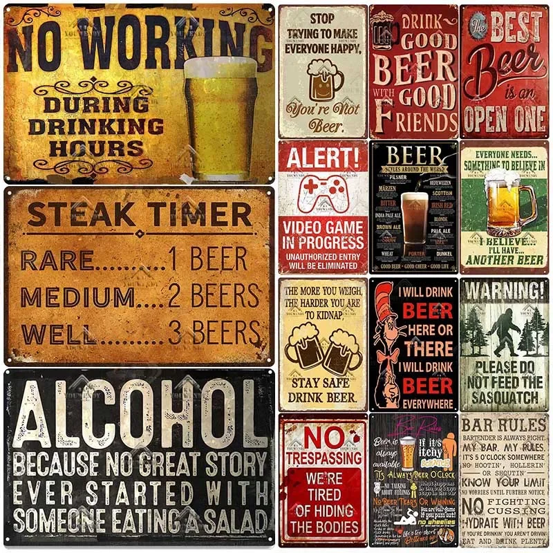Beer And Wine Quote - Bar Pub signe décor citations drôles