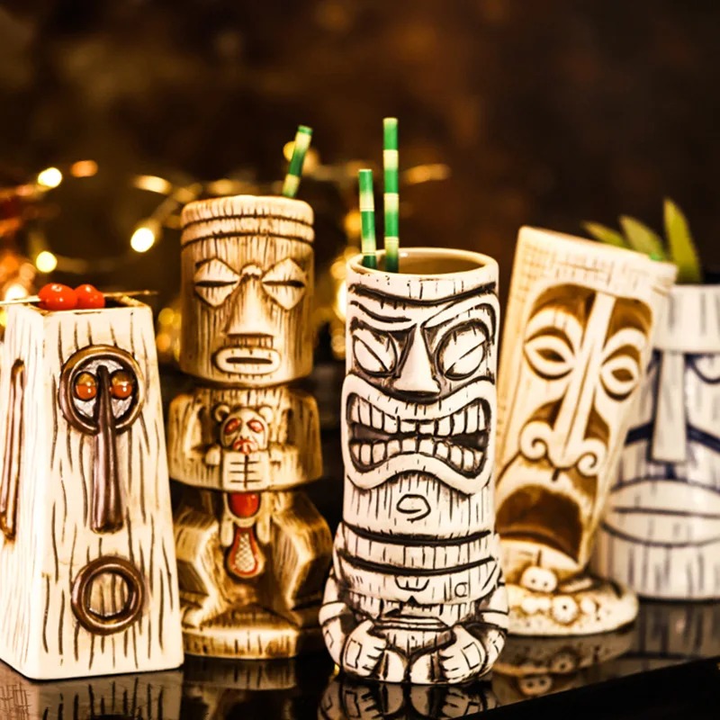 Wine With Beer Cocktail - Tasse en céramique créative, visage Totem