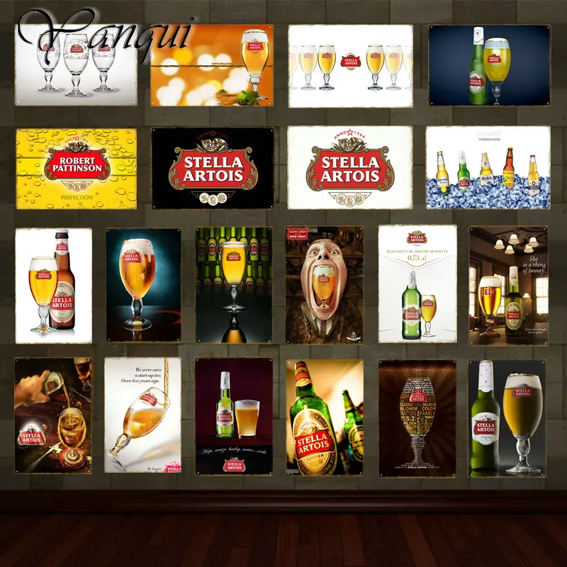 Wine Beer Brand - Affiche en métal rétro de la
