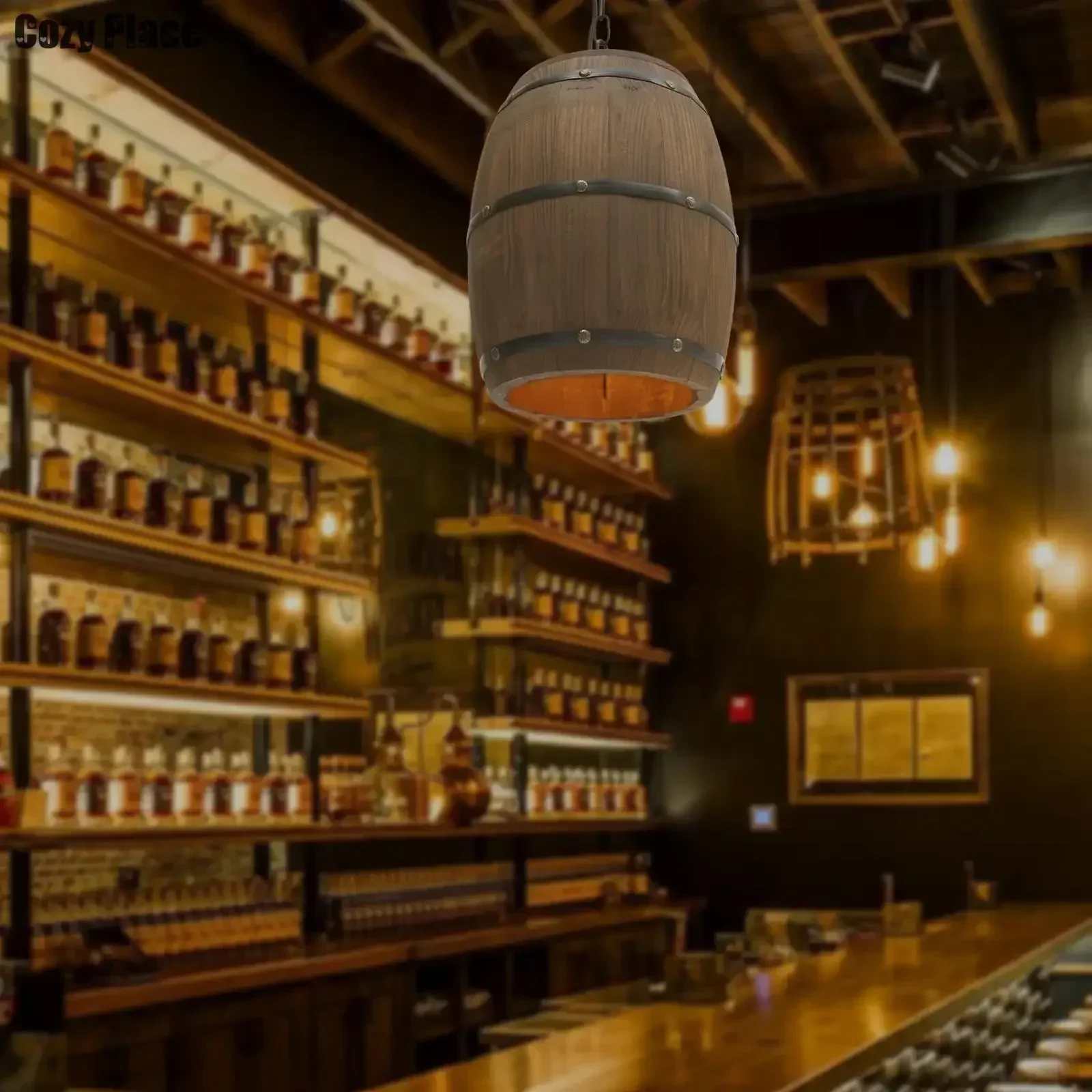 Lampe rustique vintage, lustre - Wine & Beer Unlimited Spirits Photos avis et prix